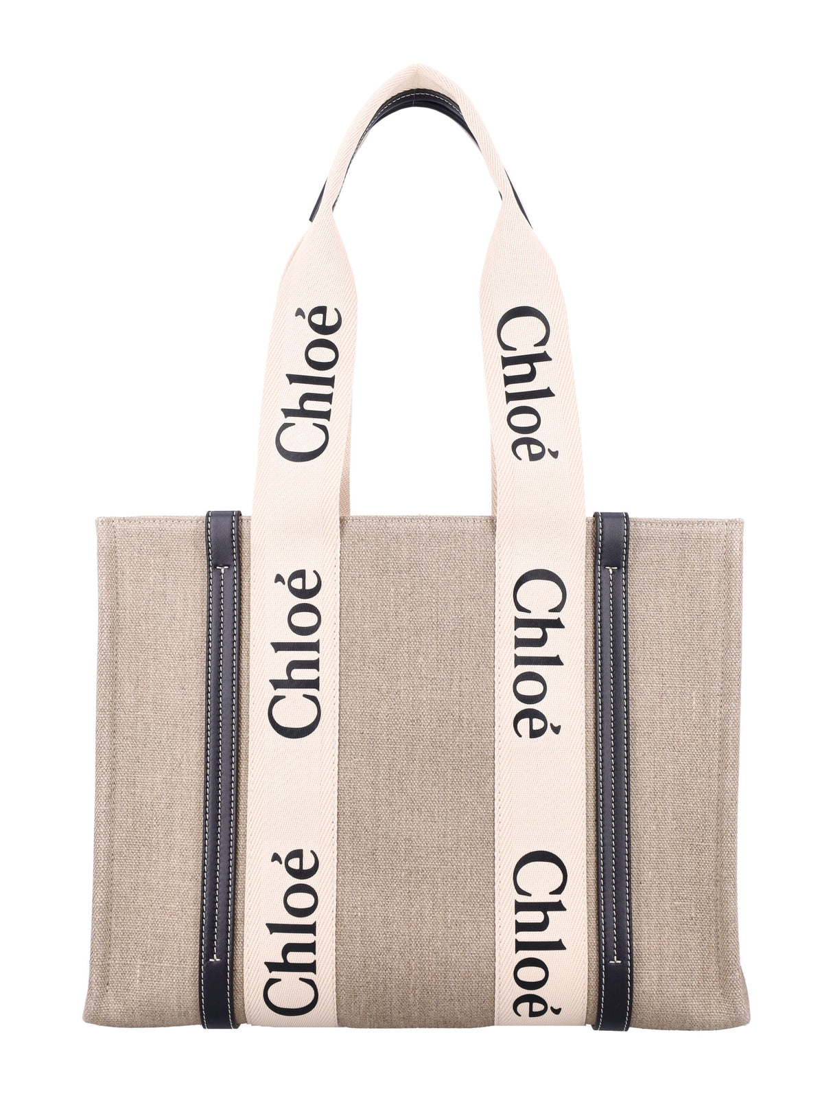 CHLOÉ Linen Woody Tote Handbag - 30CM Height