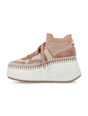 CHLOÉ Eco-Chic High-Top Wedge Sneakers