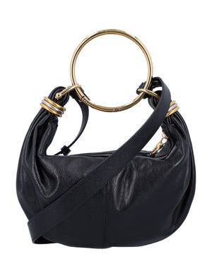 CHLOÉ Mini Grained Leather Hobo Handbag with Bracelet Handle