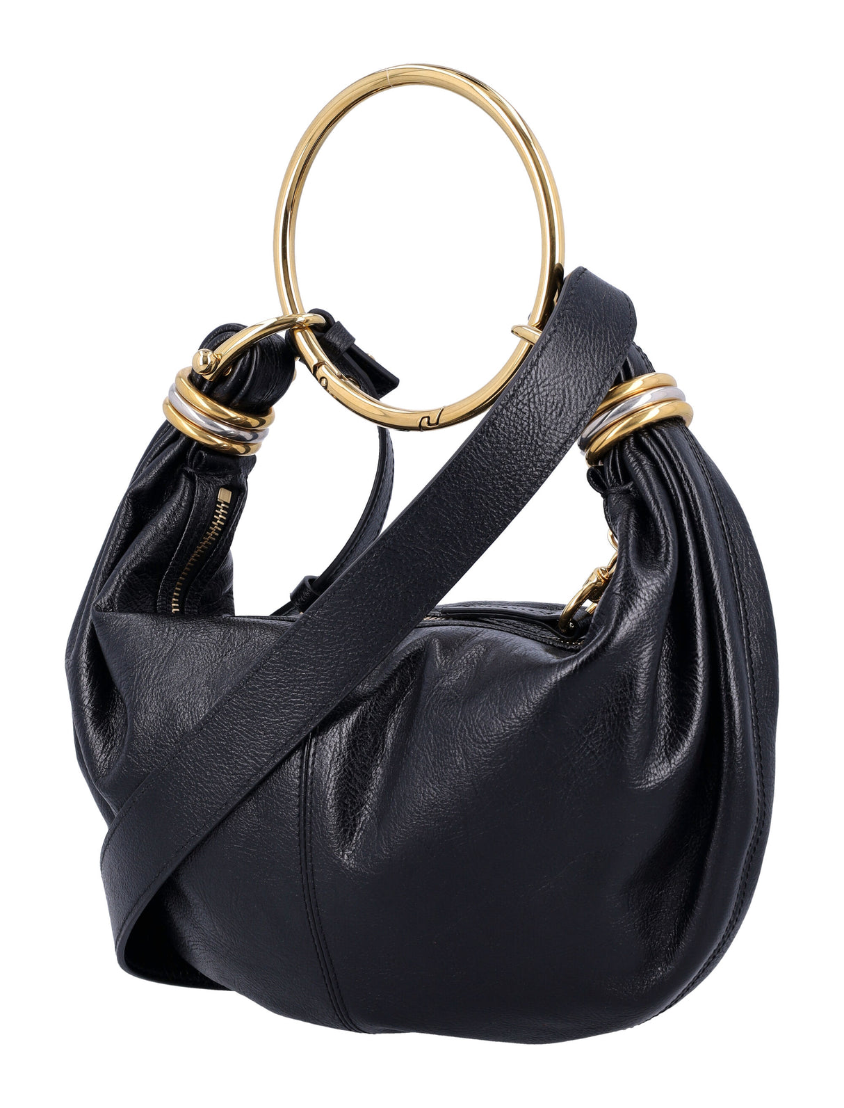 CHLOÉ Mini Grained Leather Hobo Handbag with Bracelet Handle