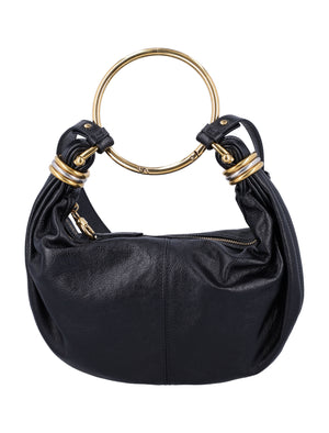 CHLOÉ Mini Grained Leather Hobo Handbag with Bracelet Handle