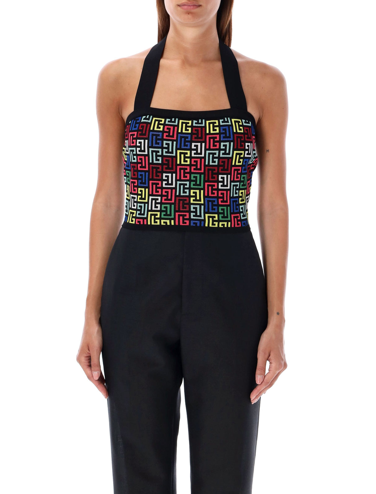 BALMAIN Chic Geometric Halter Top