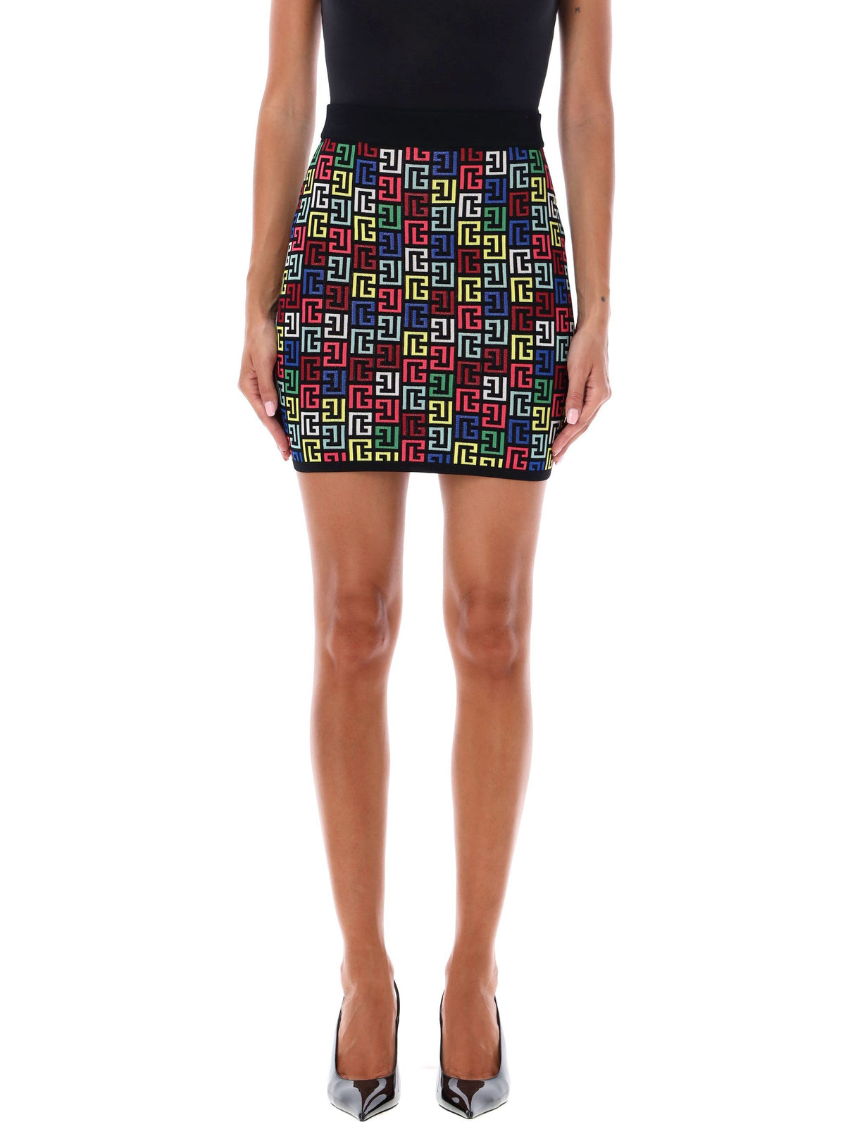 BALMAIN Multicolor Pop Monogram Mini Skirt