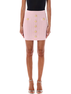 BALMAIN High-Waist Embellished Knit Mini Skirt