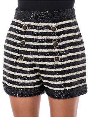 BALMAIN Sequin Striped Tailored Shorts