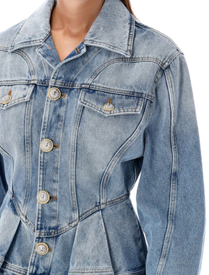 BALMAIN Chic Peplum Denim Jacket