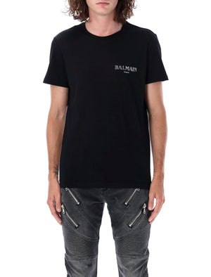 BALMAIN Silver Mini Logo Crew Neck Tee