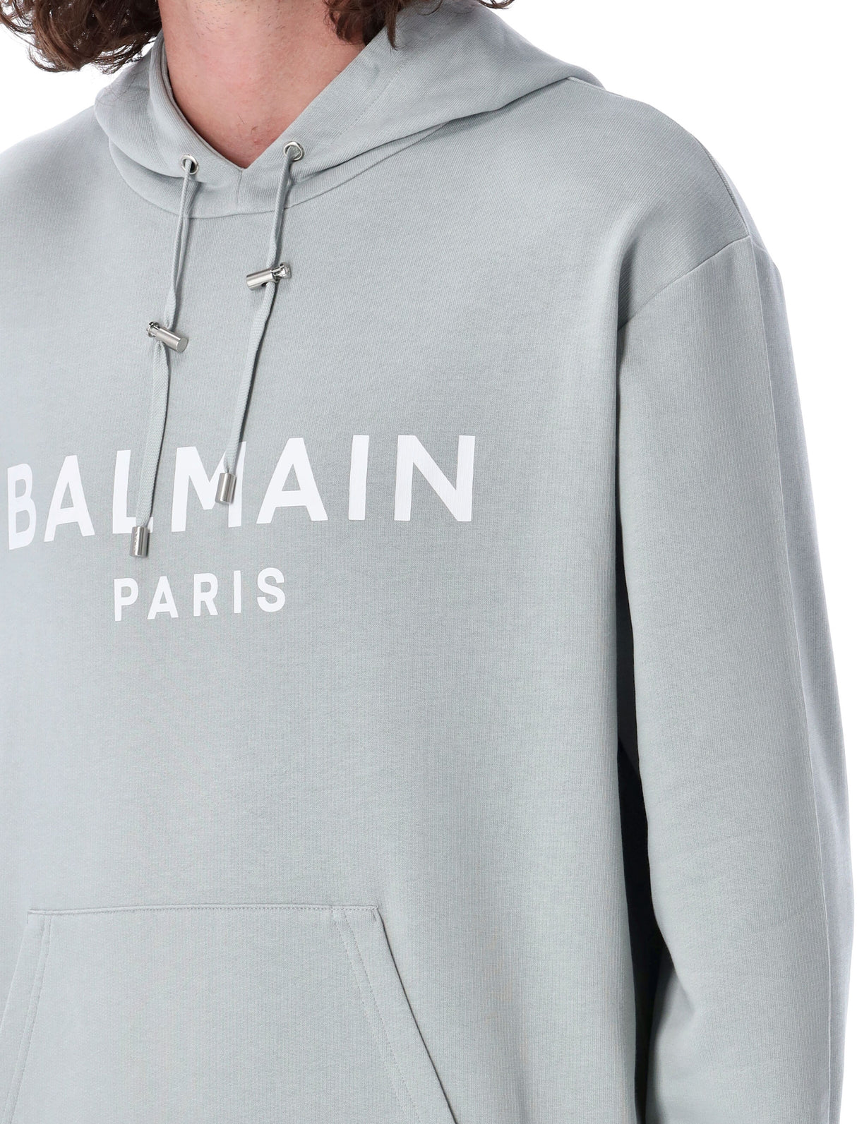 BALMAIN Signature Logo Hoodie in Grey