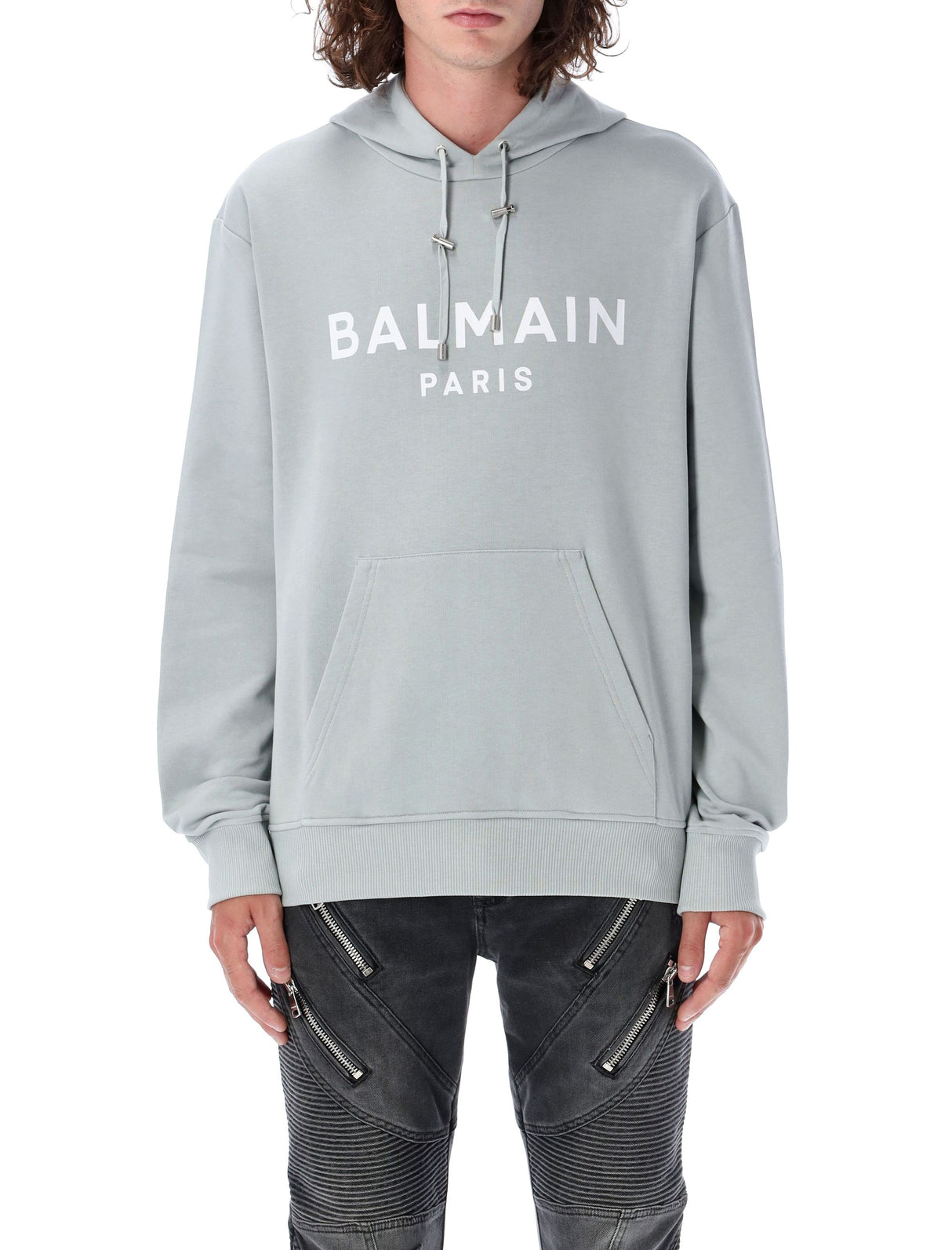 BALMAIN Signature Logo Hoodie in Grey