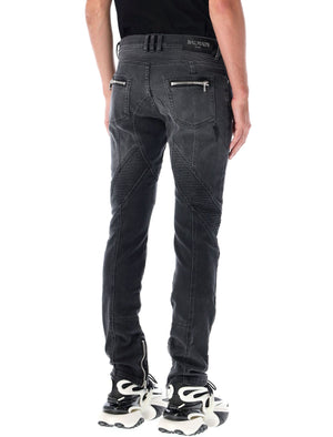 BALMAIN Rugged Slim-Fit Distressed Denim Jeans