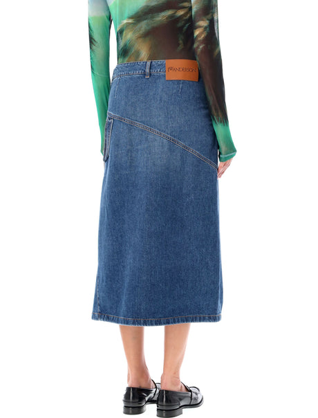 JW ANDERSON Twisted Denim Midi Skirt