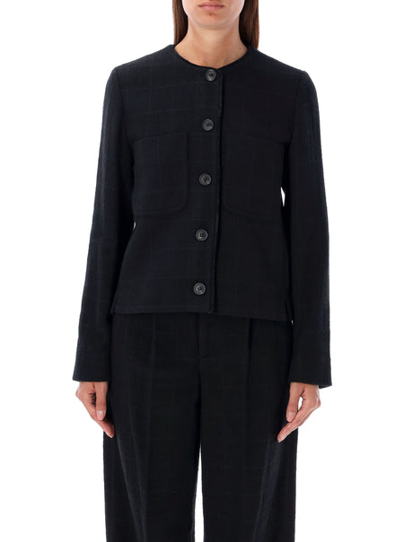 A.P.C. Chic Textured Mini Jacket with Collarless Design