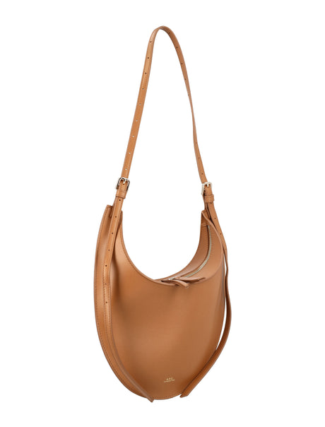 A.P.C. Crescent Mini Leather Handbag - Smooth Tan