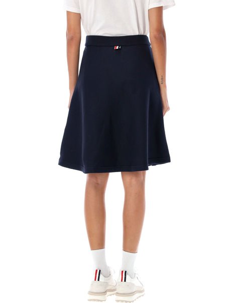 THOM BROWNE Elegant Mid-Length Flared Skirt with Tricolor Accent