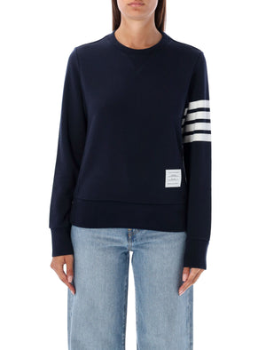 THOM BROWNE Elegant Navy Crewneck Sweatshirt with Iconic Stripe Detail