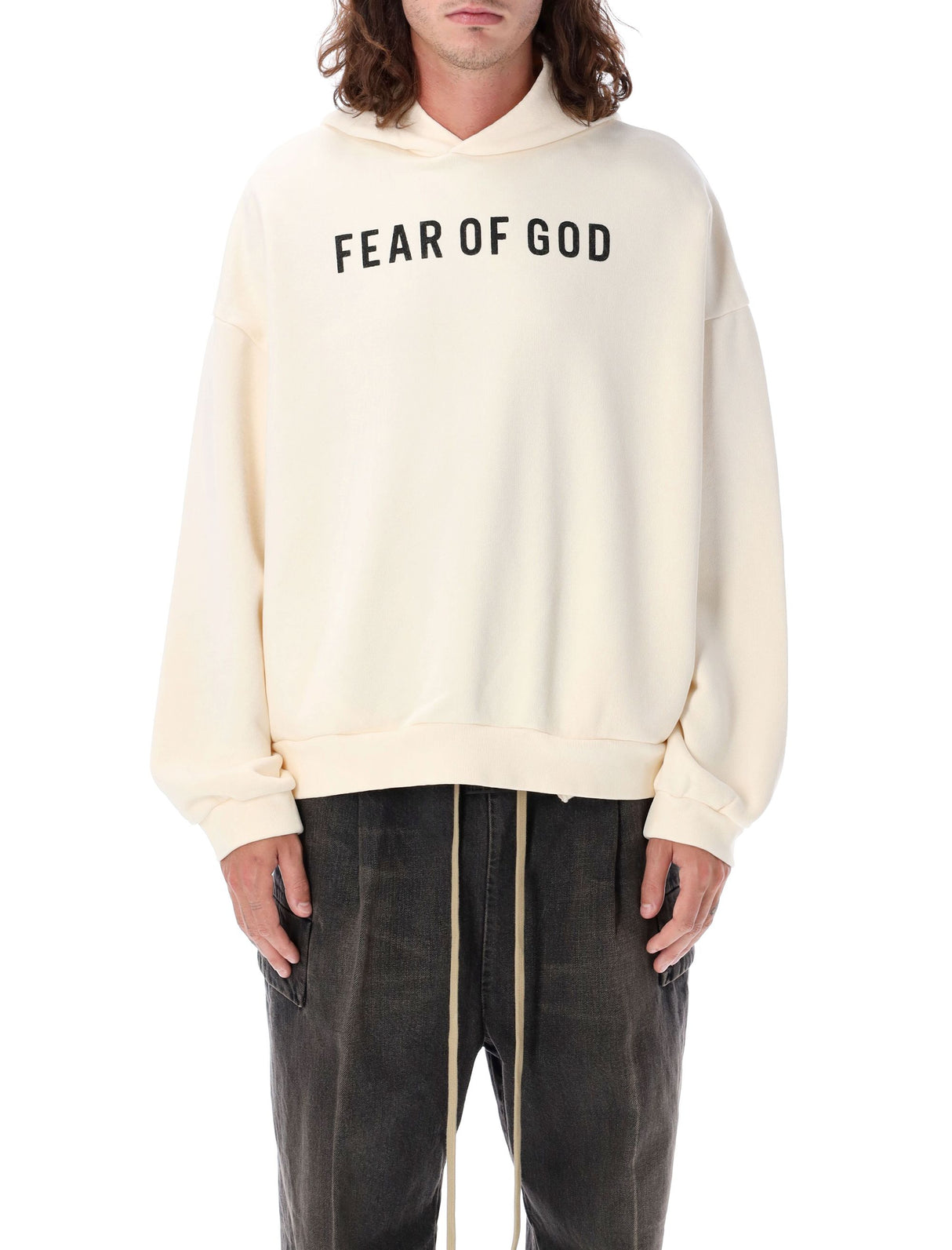 FEAR OF GOD Oversized Overlapped Hoodie in Cream - Size L