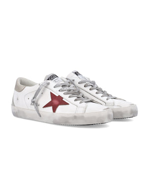 GOLDEN GOOSE Superstar Distressed Leather Sneakers with Red Star Patch