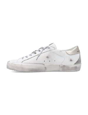 GOLDEN GOOSE Superstar Distressed Leather Sneakers with Red Star Patch