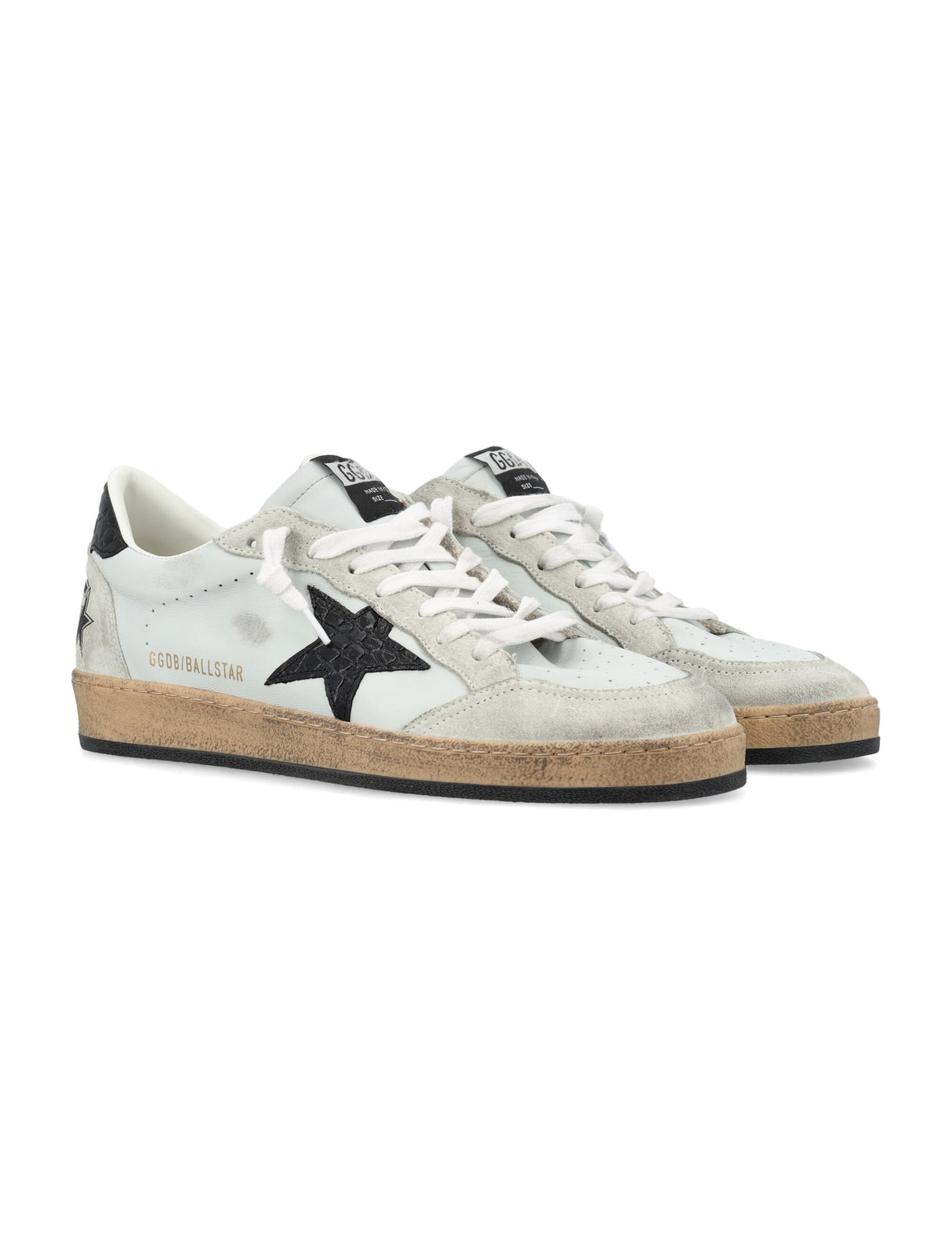 GOLDEN GOOSE Ball Star Crocco Sneakers in Black & White