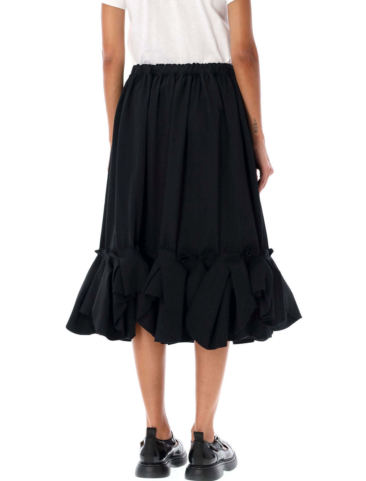 COMME DES GARÇONS Pleated Ruffle Hem Midi Skirt