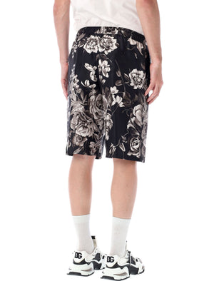 DOLCE & GABBANA Elegant Silk Bermuda Shorts with Floral Design