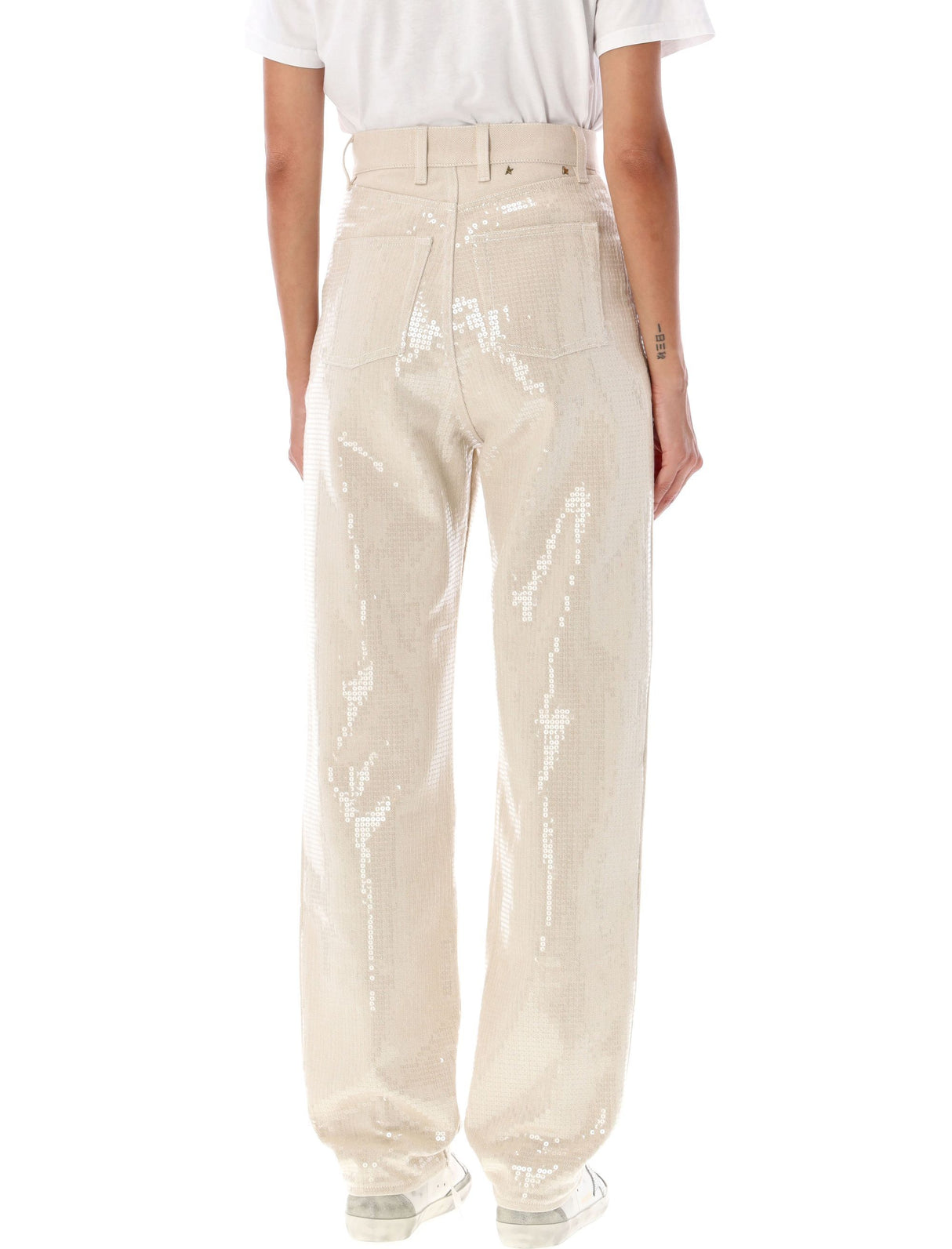 GOLDEN GOOSE Sequin Sparkle High-Waisted Denim Pants