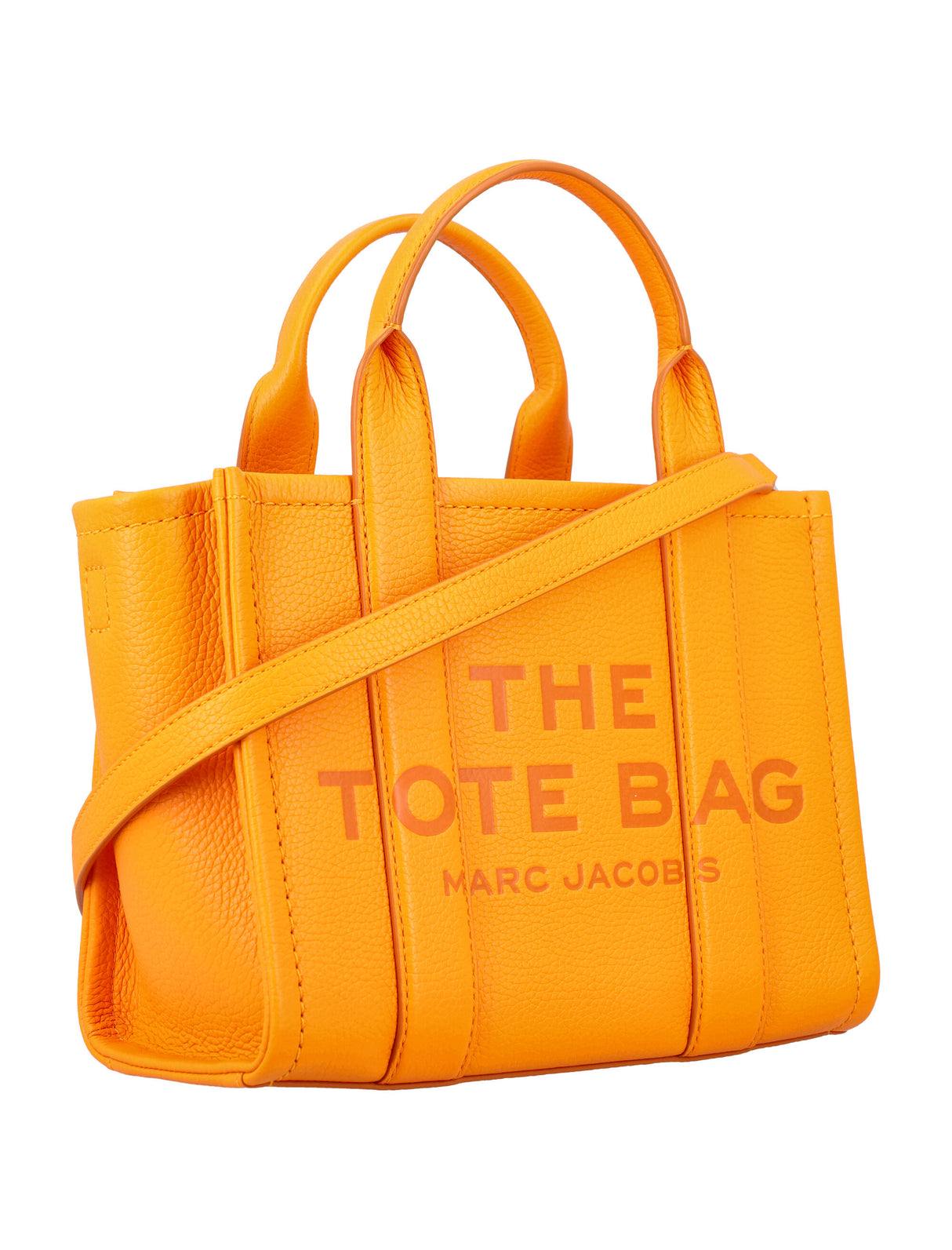 MARC JACOBS Mini Tote Leather Handbag in Tangerine - 20.5x25x12 cm