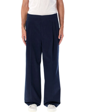 AMI PARIS Men's Wide-Leg Pleated Trousers in Navy