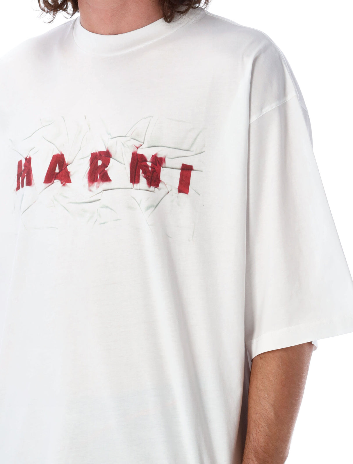 MARNI Oversized Crumpled Logo Tee