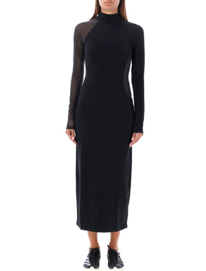 Y-3 Knit Long Dress with Sheer Mesh Inserts - Size XS