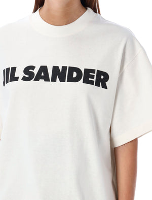 JIL SANDER Minimalist White Cotton Logo Tee