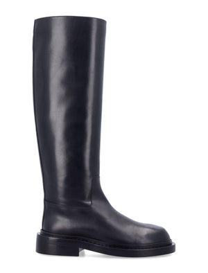 JIL SANDER Knee-High Smooth Leather Tubular Boots