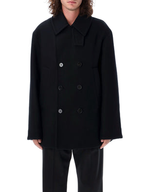 JIL SANDER Classic Double-Breasted Wool Peacoat