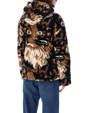 JW ANDERSON Zip-Front Sherpa Hooded Jacket - Cat Graphic