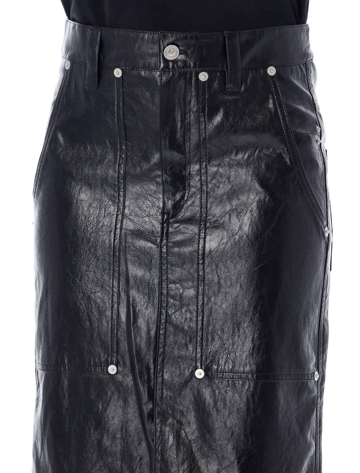 ISABEL MARANT ETOILE Chic Patent Midi Skirt with Stitch Detail