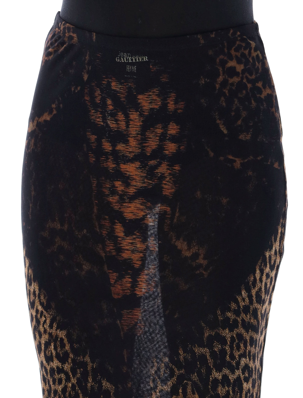 JEAN PAUL GAULTIER Leopard Print Mesh Maxi Skirt