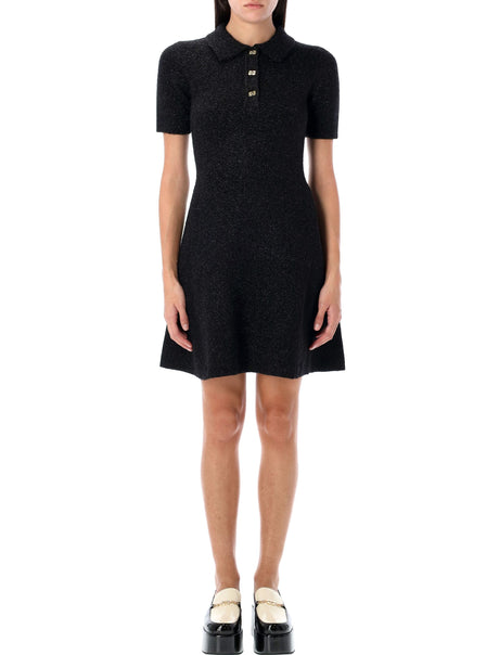 GANNI Wool Blend Sparkle Mini Dress with Butterfly Buttons - Size S