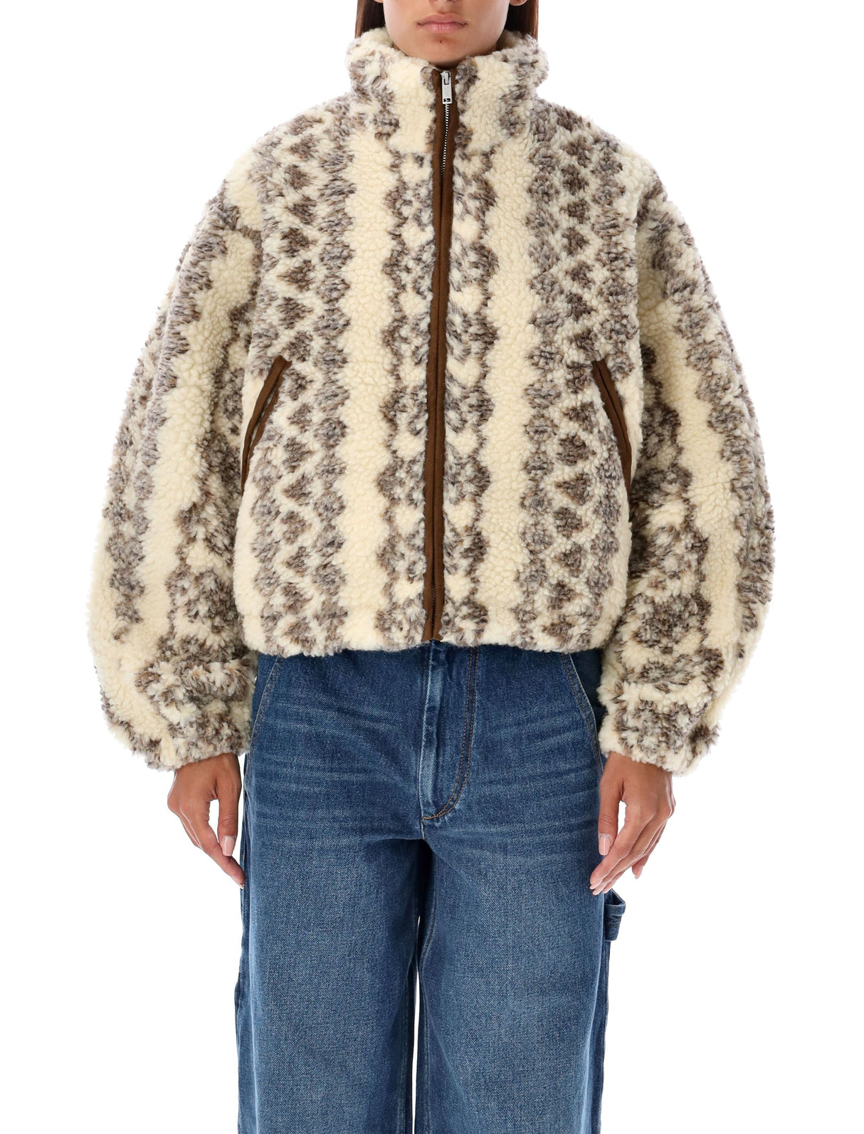 ISABEL MARANT ETOILE Oversized Teddy Bomber Jacket - Size 36