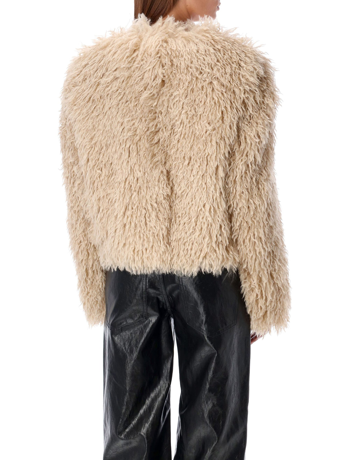 ISABEL MARANT Chic Ecru Cropped Faux Shearling Jacket