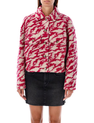 ISABEL MARANT ETOILE Chic Raspberry & Beige Patterned Wool-Blend Jacket