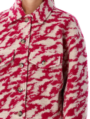 ISABEL MARANT ETOILE Chic Raspberry & Beige Patterned Wool-Blend Jacket