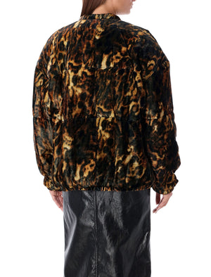 ISABEL MARANT Chic Leopard Velvet Zip Jacket