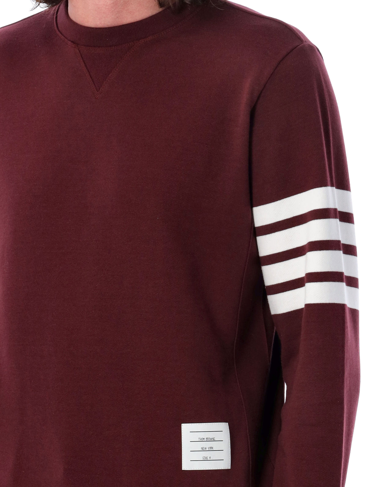 THOM BROWNE Classic Burgundy Crewneck Sweater - Size 4