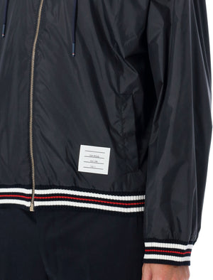 THOM BROWNE Contemporary Oversized Zip-Up Hooded Jacket