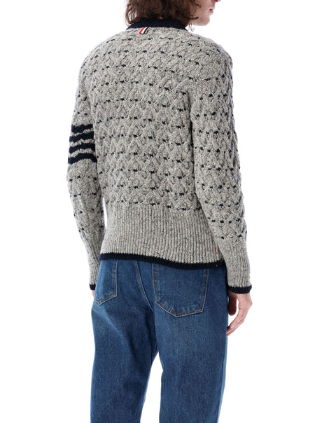THOM BROWNE Elegant Cable Stitch Crewneck Sweater - Size 4