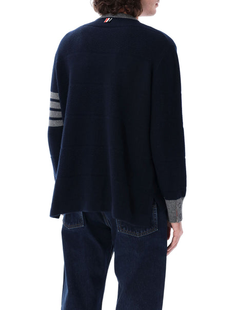 THOM BROWNE Textured Rugby Stripe Crew Neck Sweater - Size 3