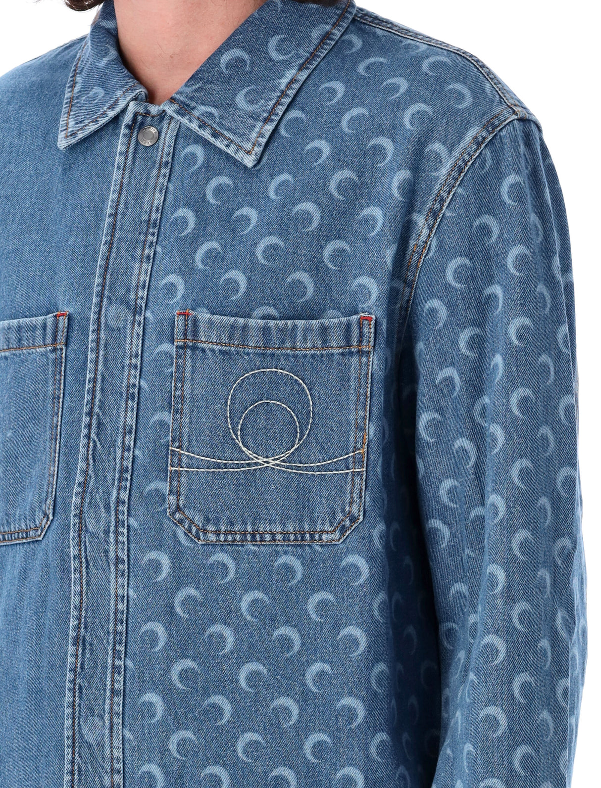 MARINE SERRE Lunar Print Denim Overshirt