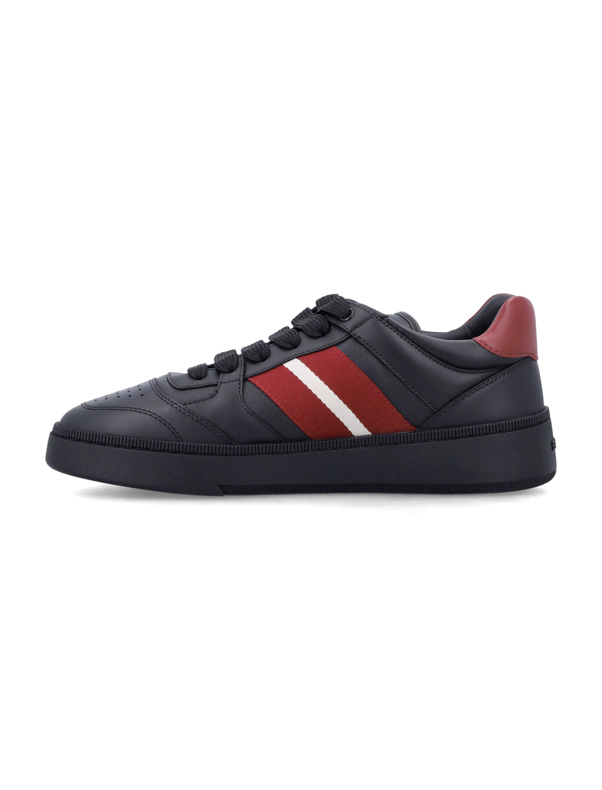 BALLY Men's Leather Lace-Up Sneaker with Signature Stripe Design