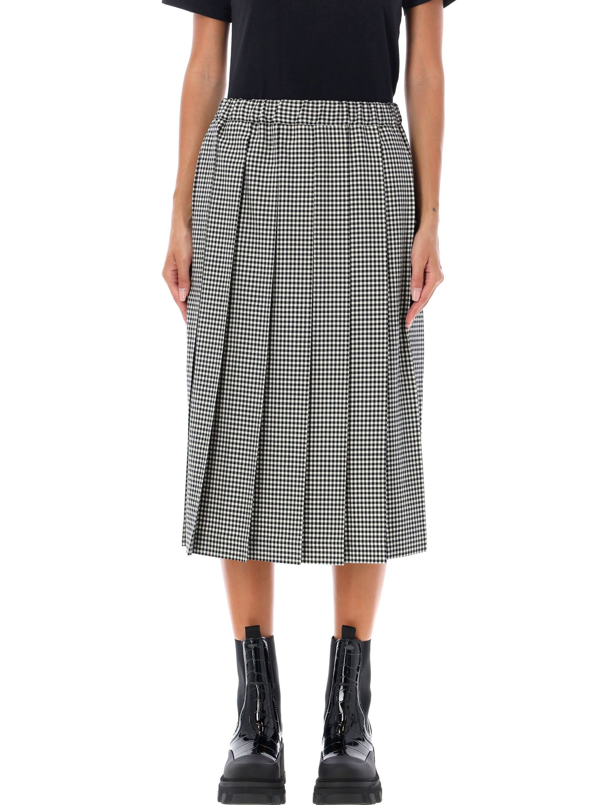 COMME DES GARÇONS Women's Pleated Gingham Midi Skirt