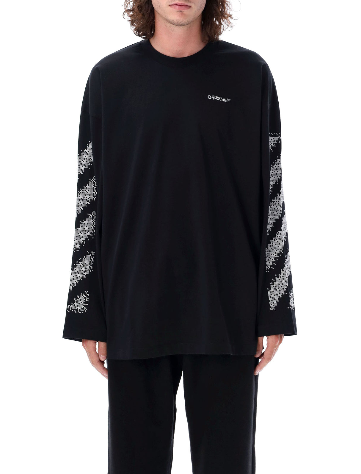 OFF-WHITE Pixel Diagonal Wide Long Sleeve T-Shirt